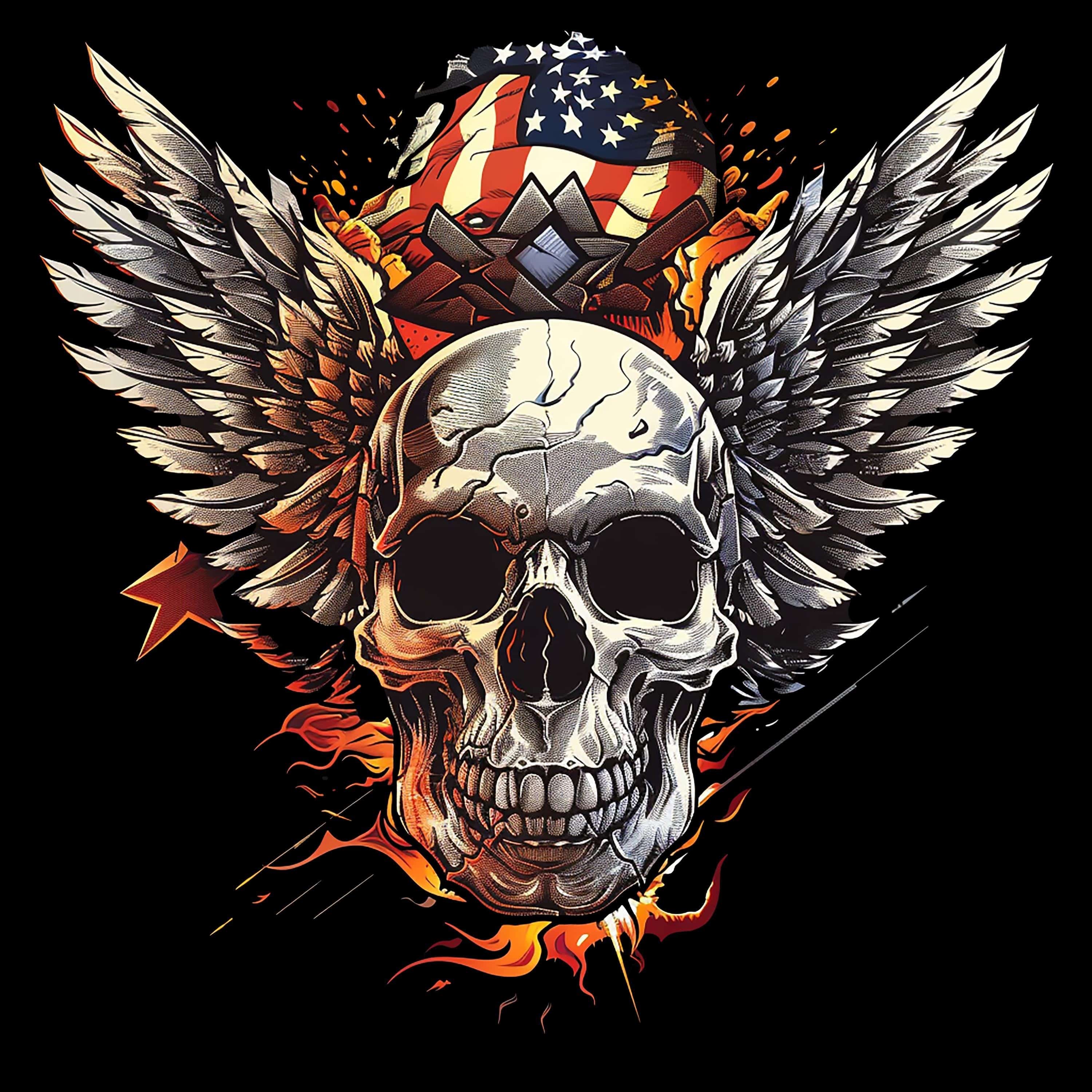 Winged Skull 10 T-Shirt, Longsleeve, Sweatshirt & Hoodie - AllTrade Apparel