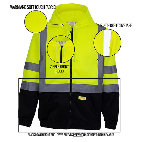 Class 3 Hi-Vis Full-Zip Hoodie - AllTrade Apparel