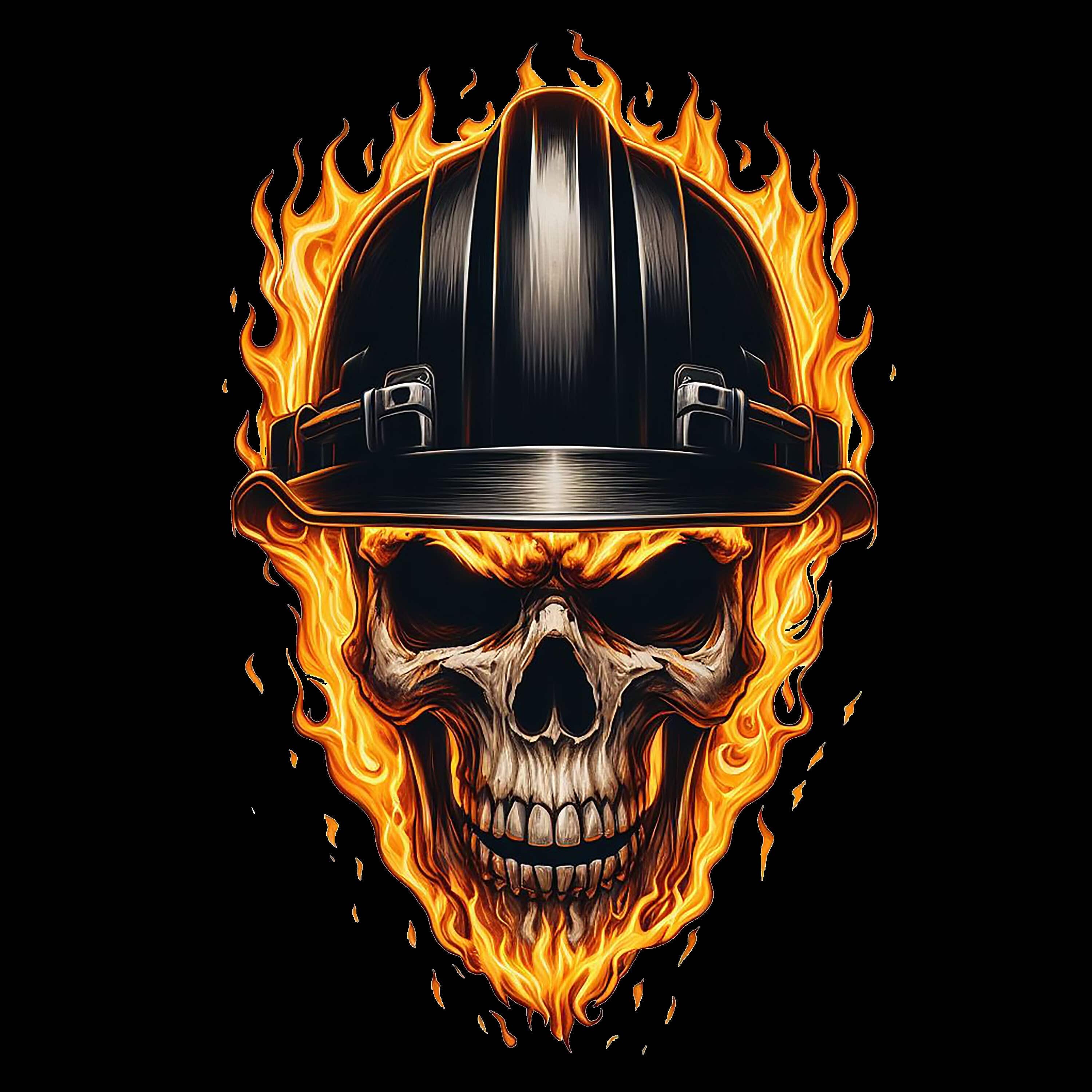 Flaming Skull Black Hardhat - AllTrade Apparel