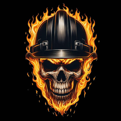 Flaming Skull Black Hardhat - AllTrade Apparel