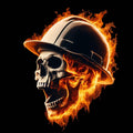 Flaming Construction Worker Skull - AllTrade Apparel