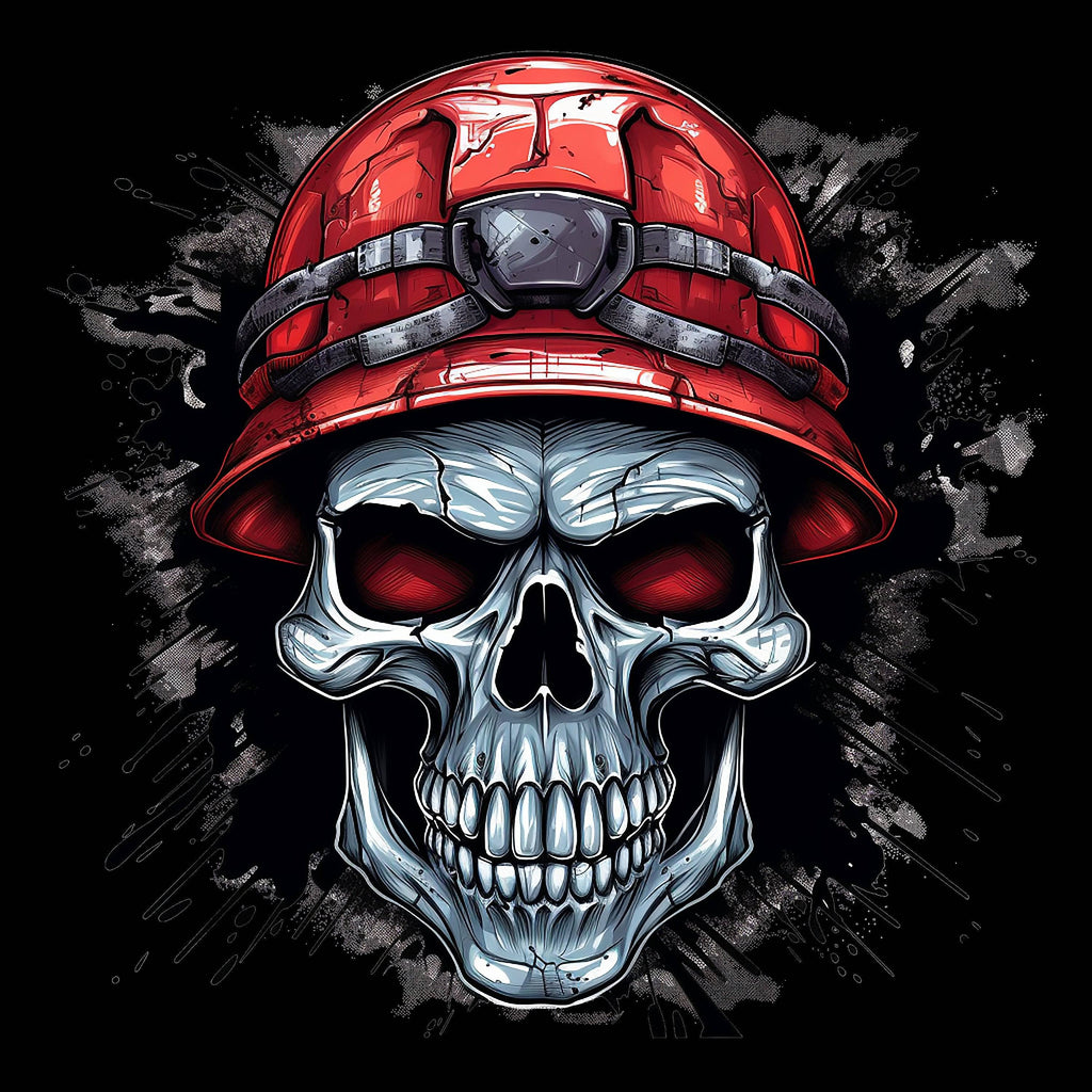 Angry Skull Wears Red Safety Hat - AllTrade Apparel