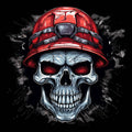 Angry Skull Wears Red Safety Hat - AllTrade Apparel