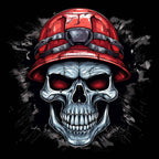 Angry Skull Wears Red Safety Hat - AllTrade Apparel