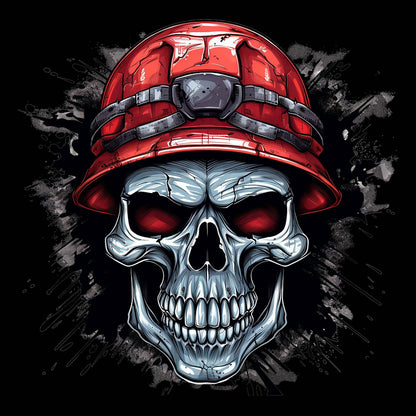 Angry Skull Wears Red Safety Hat - AllTrade Apparel