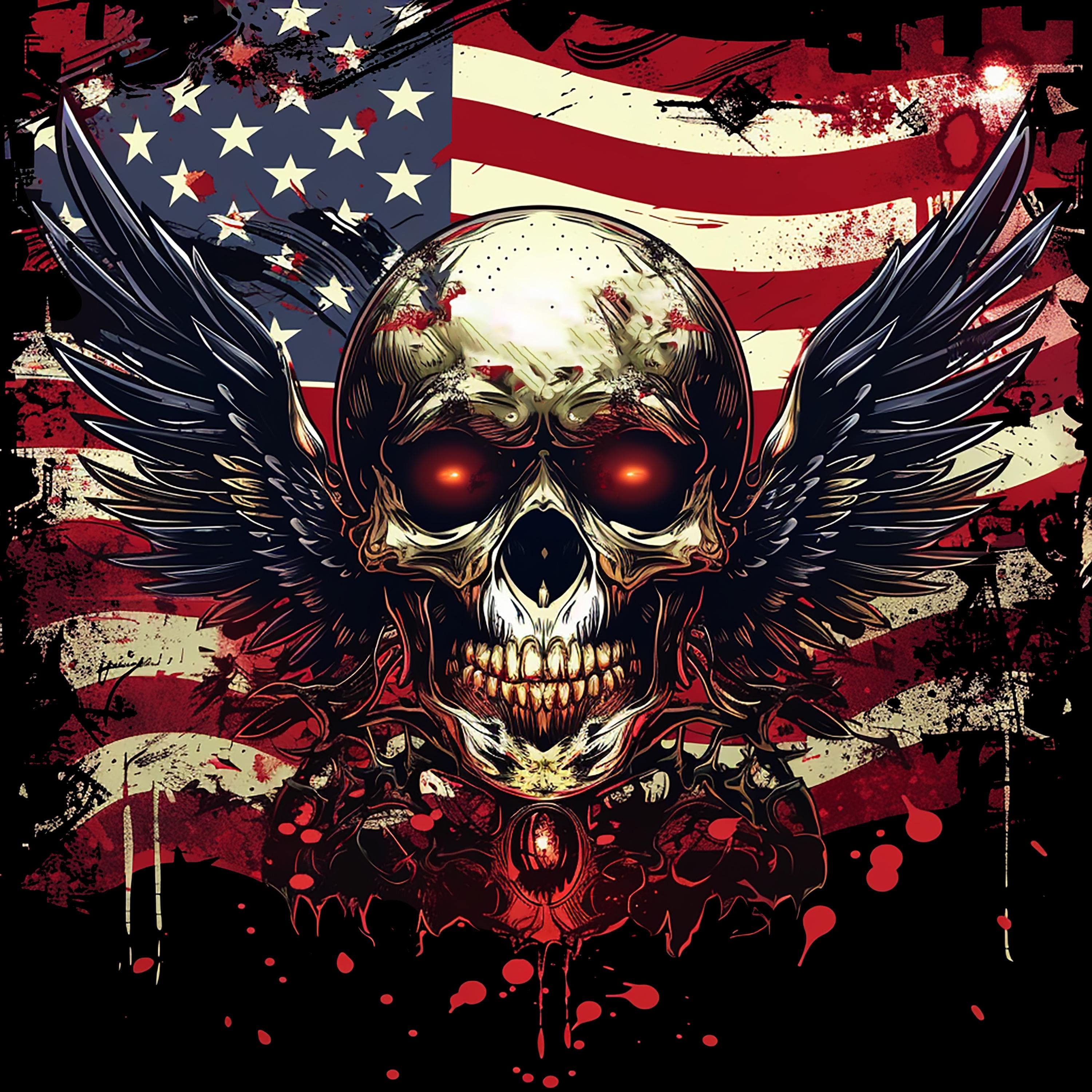 Winged Skull 6 T-Shirt, Longsleeve, Sweatshirt & Hoodie - AllTrade Apparel