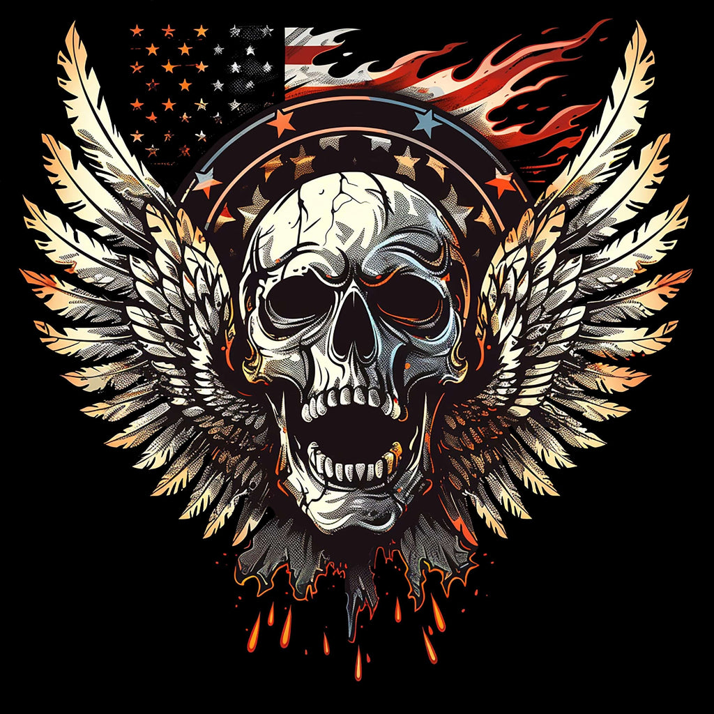 Winged Skull 8 T-Shirt, Longsleeve, Sweatshirt & Hoodie - AllTrade Apparel