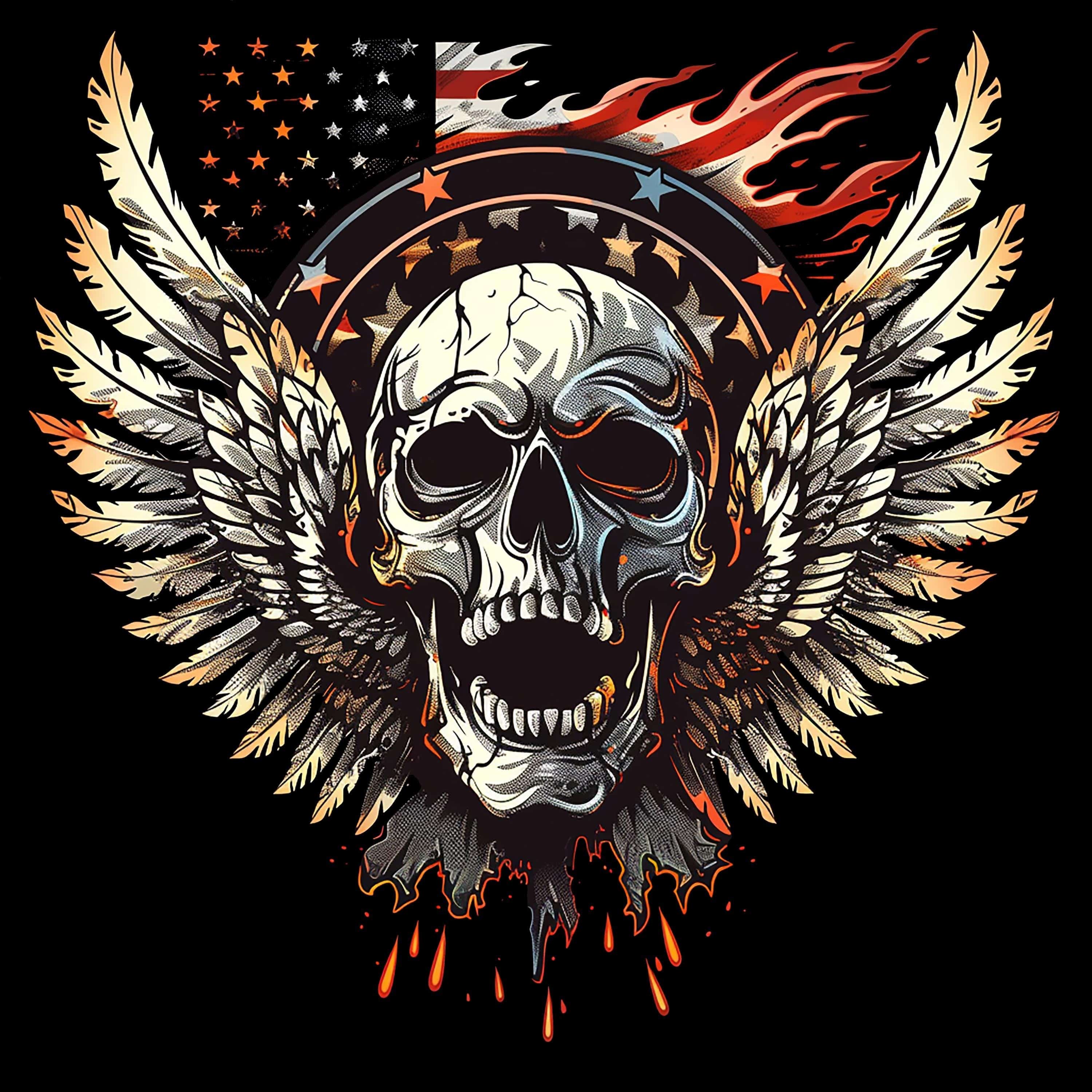 Winged Skull 8 T-Shirt, Longsleeve, Sweatshirt & Hoodie - AllTrade Apparel