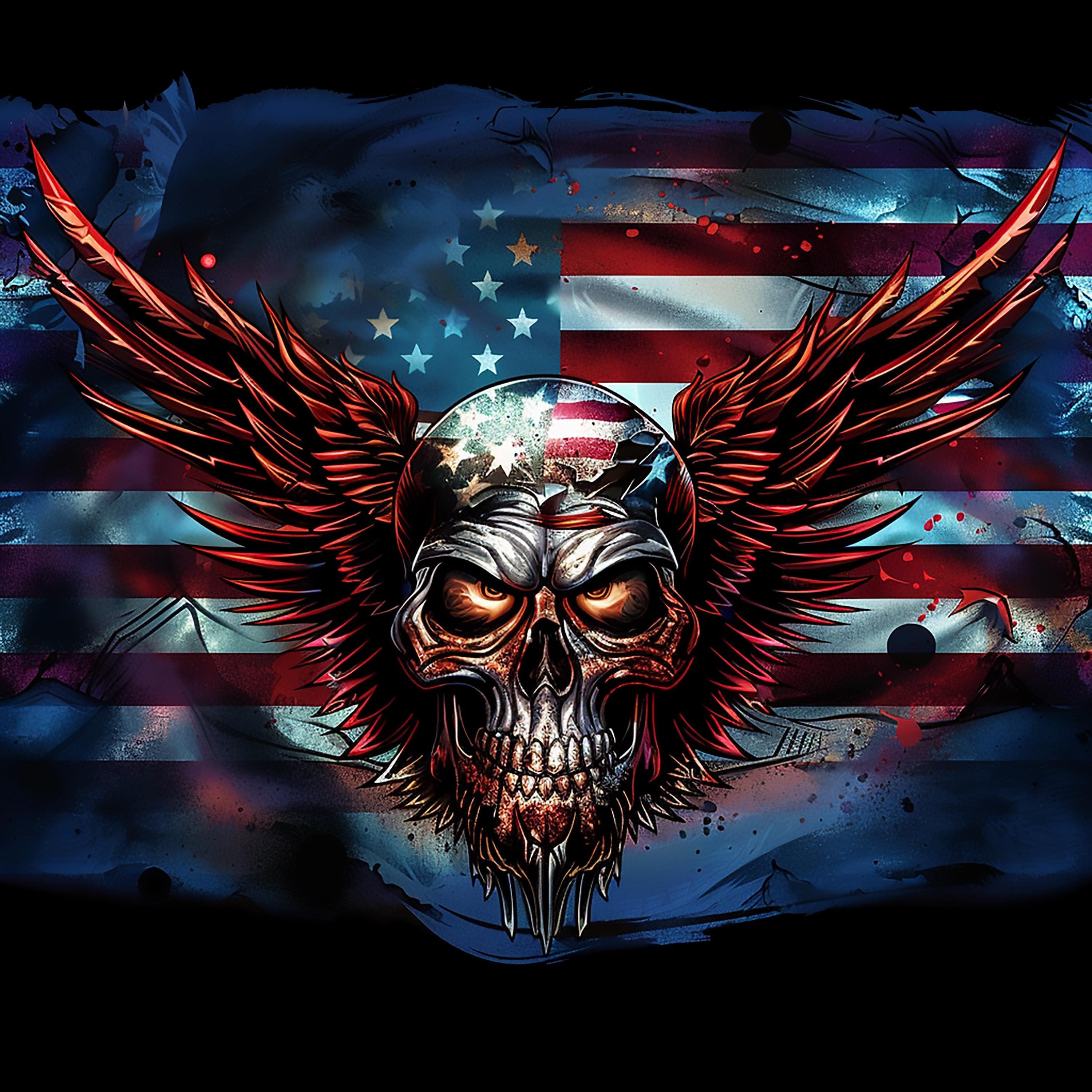 Winged Skull 4 T-Shirt, Longsleeve, Sweatshirt & Hoodie - AllTrade Apparel